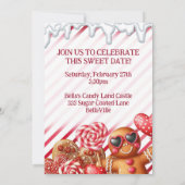 Candy Land Süßigkeiten Herz Party Einladungen (Rückseite)