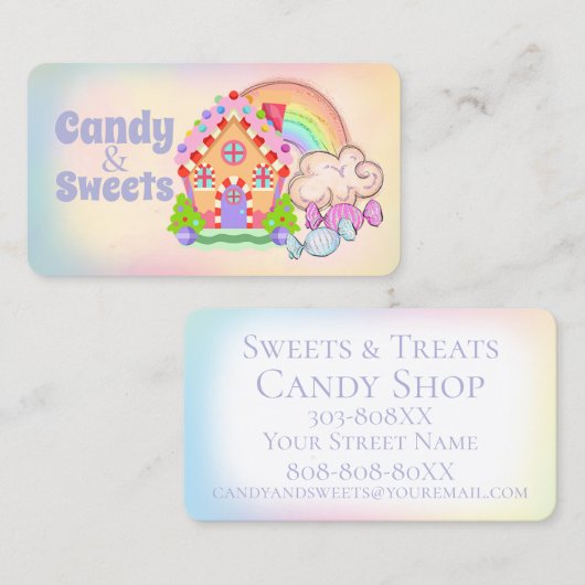 Candy Land Süßigkeiten und Leckereien Candy Shop Visitenkarte (Vorne/Hinten)