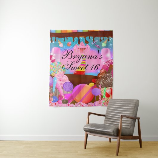 Candy Land Sweet 16 Geburtstagsparty Hintergrund Wandteppich (Beispiel)