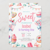 Candy Land Sweet Birthday Einladung (Vorne/Hinten)