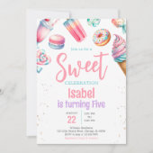 Candy Land Sweet Birthday Einladung (Vorderseite)