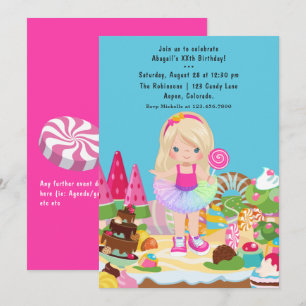 Candy Land Tutu Girl Geburtstagsparty Einladung