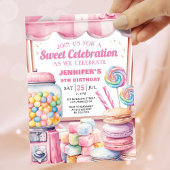 Candy Land Watercolor Sweet Celebration Birthday Einladung