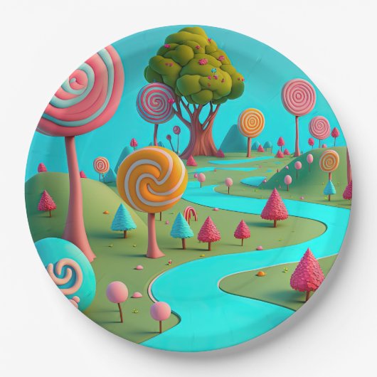 Candy Lane Lollipop Trees Gum Drop Forest farbenfr Pappteller (Vorderseite)