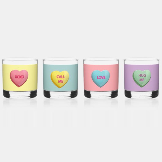 Candy Liebe hört romantische Worte farbenfroh Whiskyglas (Vorderseite)