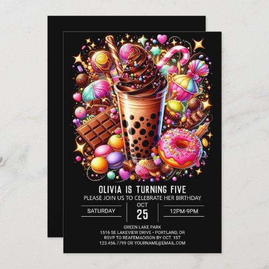 Candy Lollipop Candyland Digital Geburtstag Einladung (Vorne/Hinten)