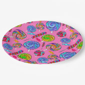 Candy Lollipop Fun Pink Rainbow Pappteller (Schrägansicht)