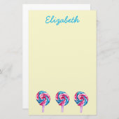 Candy Lollipop Wasserfarbe Süßes Kunst Briefpapier (Vorne/Hinten)