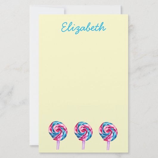 Candy Lollipop Wasserfarbe Süßes Kunst Briefpapier (Vorderseite)