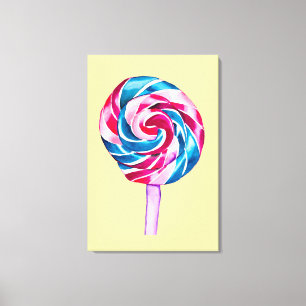 Candy Lollipop Wasserfarbe Süßes Kunst Leinwanddruck