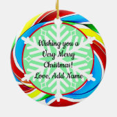 Candy Lollipop Weihnachten Keramik Ornament (Hinten)
