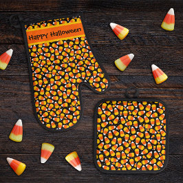 Candy Mais Halloween Custom Ofenhandschuh & Topflappen-Set
