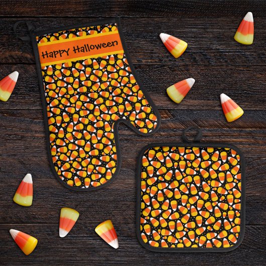 Candy Mais Halloween Custom Ofenhandschuh & Topflappen-Set