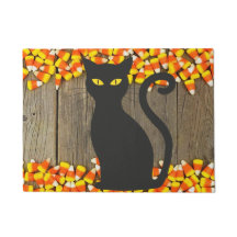 Candy Mais Halloween Doormat mit Schwarzer Katze