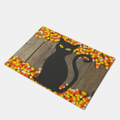 Candy Mais Halloween Doormat mit Schwarzer Katze Fußmatte (Schrägansicht)