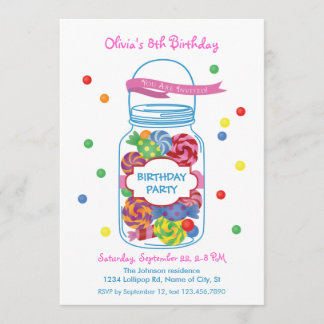 Candy Mason Jar Geburtstag Einladung