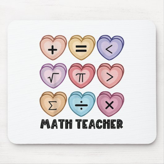 Candy Math Valentinstag Hearts Teacher Mathemati Mousepad (Vorne)