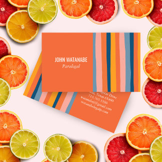 Candy Minimalistisch Stripes handmade Orange Visitenkarte