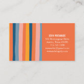 Candy Minimalistisch Stripes handmade Orange Visitenkarte (Rückseite)