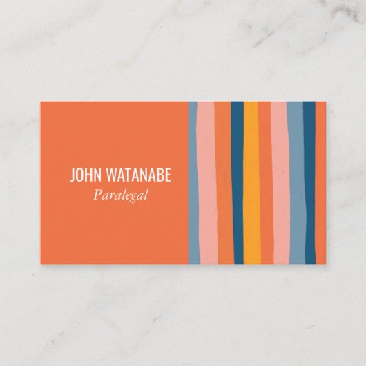 Candy Minimalistisch Stripes handmade Orange Visitenkarte (Vorderseite)