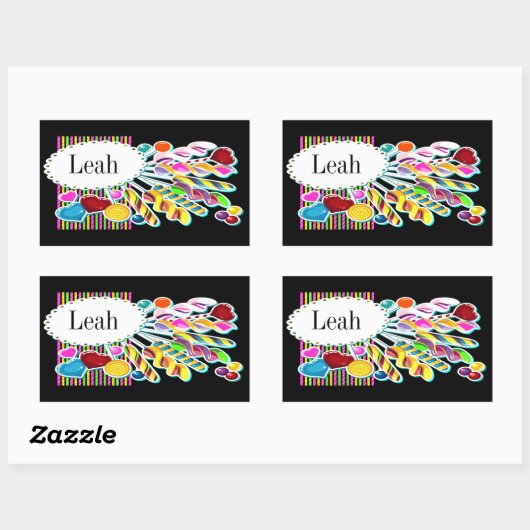 Candy Monogram Customizing Label Rechteckiger Aufkleber (Blatt)
