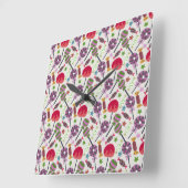 Candy-Muster | Lollenmuster | Lollipop 11 Quadratische Wanduhr (Winkel)