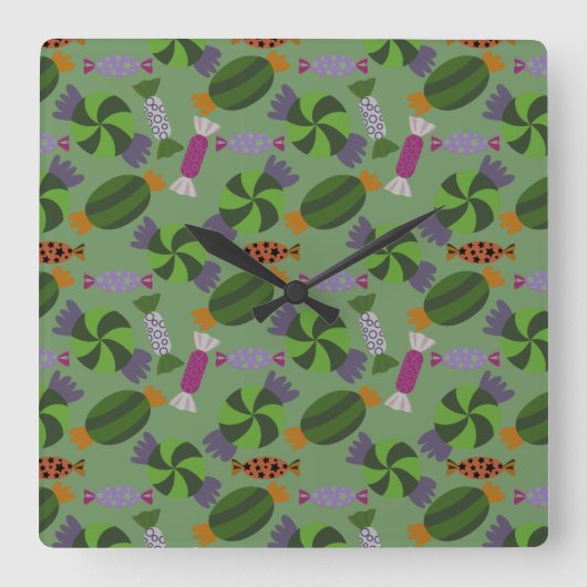 Candy-Muster | Lollenmuster | Lollipop 27 Quadratische Wanduhr (Vorderseite)