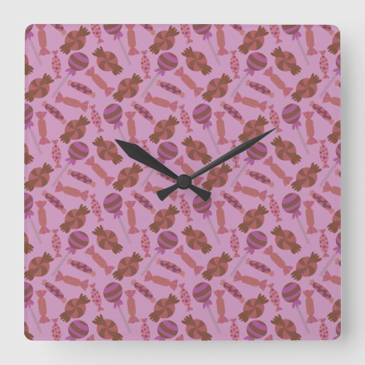 Candy-Muster | Lollenmuster | Lollipop 34 Quadratische Wanduhr (Vorderseite)