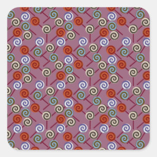 Candy-Muster Lollenmuster Lollipop 49 Quadratischer Aufkleber