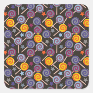 Candy-Muster   Lollenmuster   Lollipop 9 Quadratischer Aufkleber