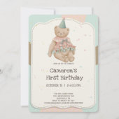 Candy Niedlich Bären Einladung zum ersten Geburtst (Vorderseite)