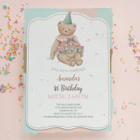 Candy Niedlich Bear 1. Geburtstag Einladung