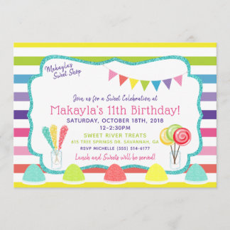 Candy Party Sweet Shop Geburtstagsparty Einladung