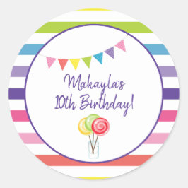 Candy Party Sweet Shop Geburtstagsparty Regenbogen Runder Aufkleber