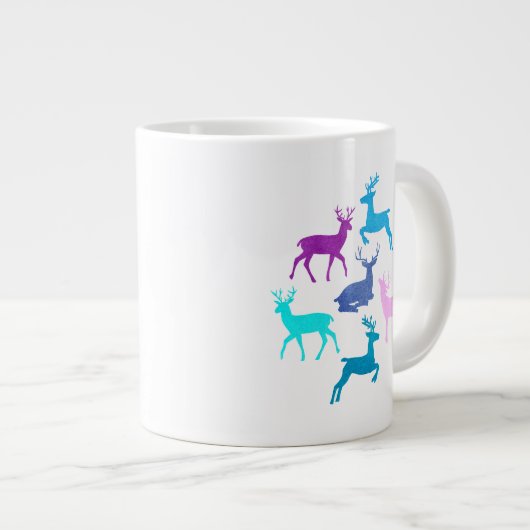 Candy Pastel Reindeer Weihnachten Jumbo-Tasse (Vorderseite Rechts)