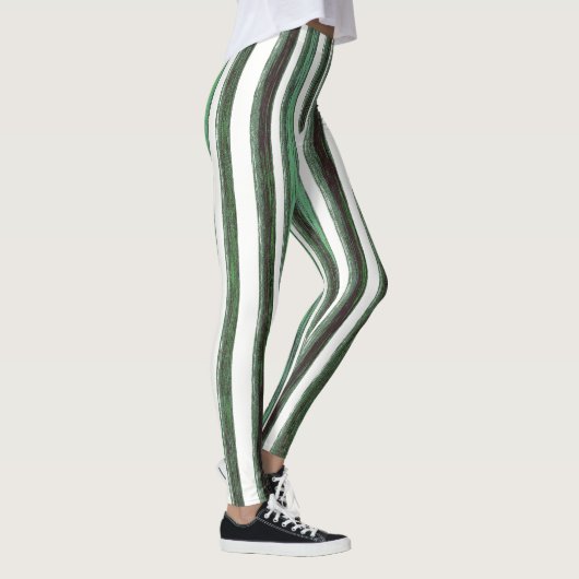 Candy Peppermint Grüner Vertikaler Streifen Leggings (Rechts)