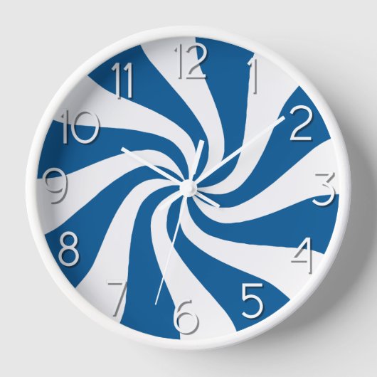 Candy Peppermint Swirl Blau und Weiße Uhr (Vorderseite)