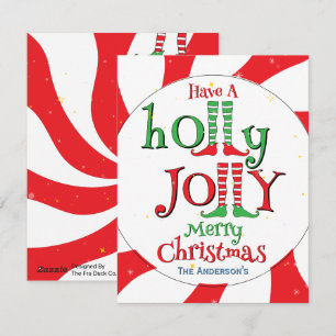 Candy Peppermint Swirl Holly Jolly Frohe Weihnacht Feiertagskarte