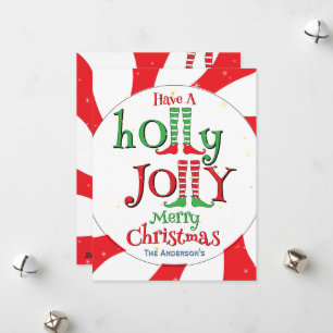 Candy Peppermint Swirl Holly Jolly Frohe Weihnacht Feiertagskarte