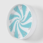 Candy Peppermint Swirl Light Blue und White Clock Uhr (Winkel)