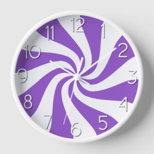 Candy Peppermint Swirl Lila und weiße Uhr