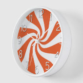 Candy Peppermint Swirl Orange und White Clock Uhr (Winkel)