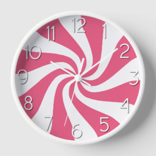 Candy Peppermint Swirl Pink und Weiße Uhr