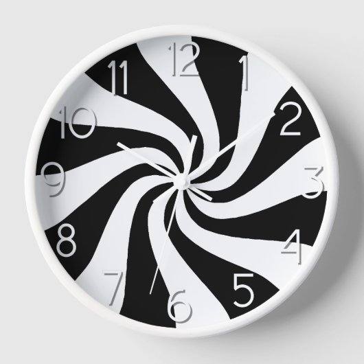 Candy Peppermint Swirl Schwarz-Weiß Uhr (Vorderseite)