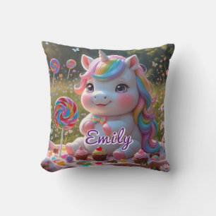 Candy Picnic Unicorn Pillow - bearbeitbarer Name Kissen