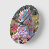 Candy Picnic Unicorn Wall Clock - bearbeitbarer Na Runde Wanduhr (Winkel)