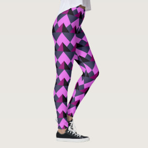 Candy Pink, Aubergine, Blau und Jaguar geometrisch Leggings