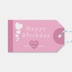 Candy Pink Birthday Hearts Gift Tags Geschenkanhänger