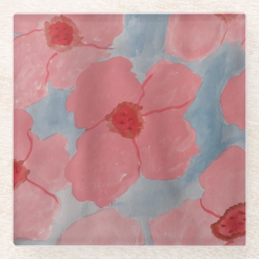 Candy Pink Blume Glasuntersetzer (Vorderseite)