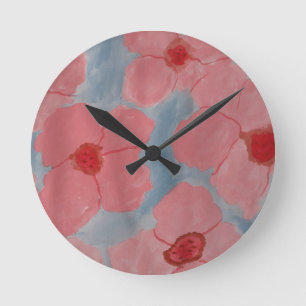 Candy Pink Blume Runde Wanduhr